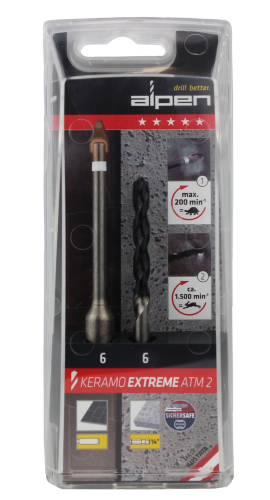 Alpen Drills Fliesenbohrer und Glasbohrer Keramo Extreme Ø 6mm 2er Set 