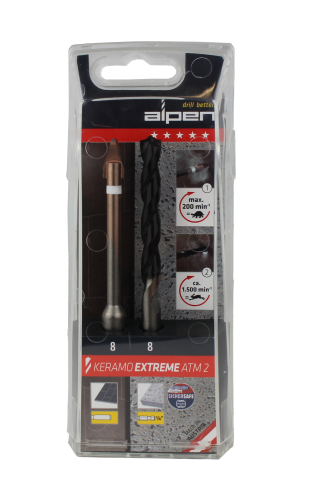 Alpen Drills Fliesenbohrer und Glasbohrer Keramo Extreme Ø 8mm 2er-Set 
