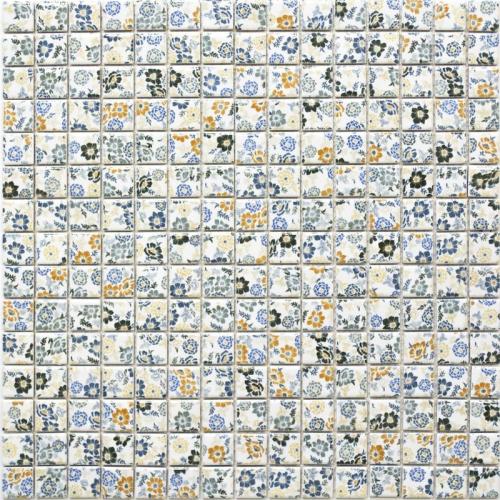 Mosaik Keramik Retro Blumen Vintage Dekorfliese 30x30cm 