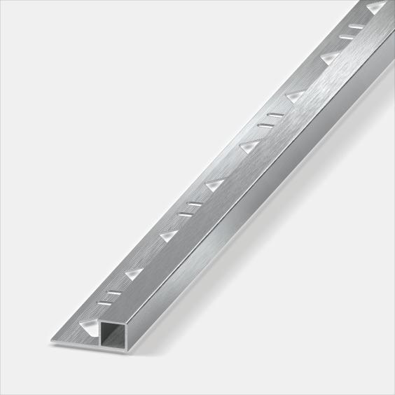 Alferquad Quadratprofil Aluminium Grau eloxiert Hochglanz gebürstet  Länge 2,5m 