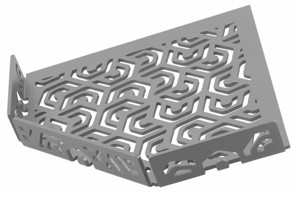 Ablage TI-SHELF PENTA Fünfeckige Eckablage mit Reling Aluminium betongrau 