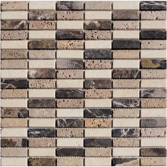 Mosaik Naturstein Stick Braun Beige Mix 30,5x30,5cm 