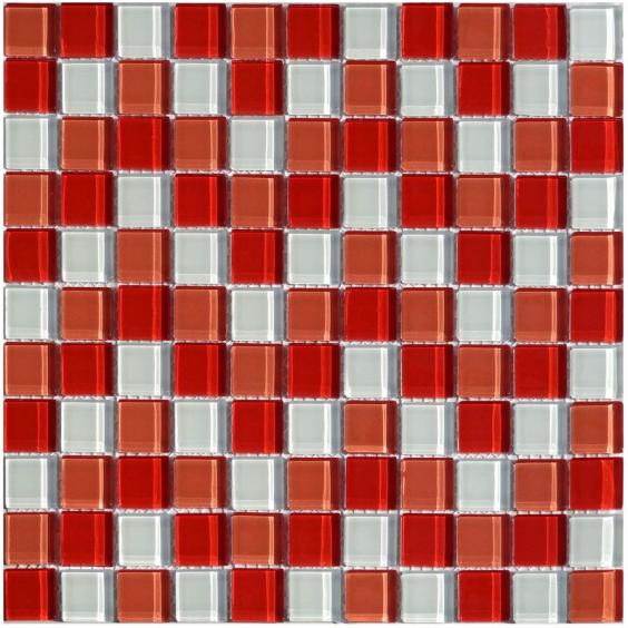 Mosaik Glas Rot Weiss Mix 30x30cm 