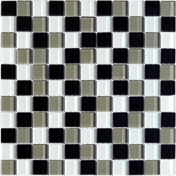 Mosaik Glas Schwarz Grau Braun Mix 30x30cm 