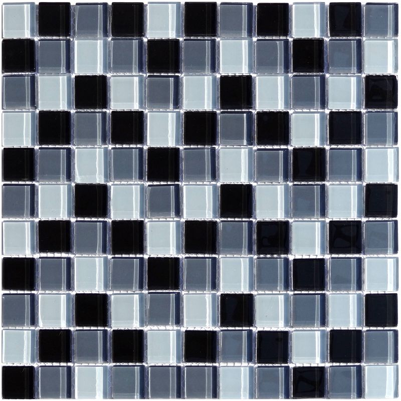 Glasmosaik Aluminium Mosaik Mosaikfliesen glänzend Matt 30x15cm Schwarz Silber