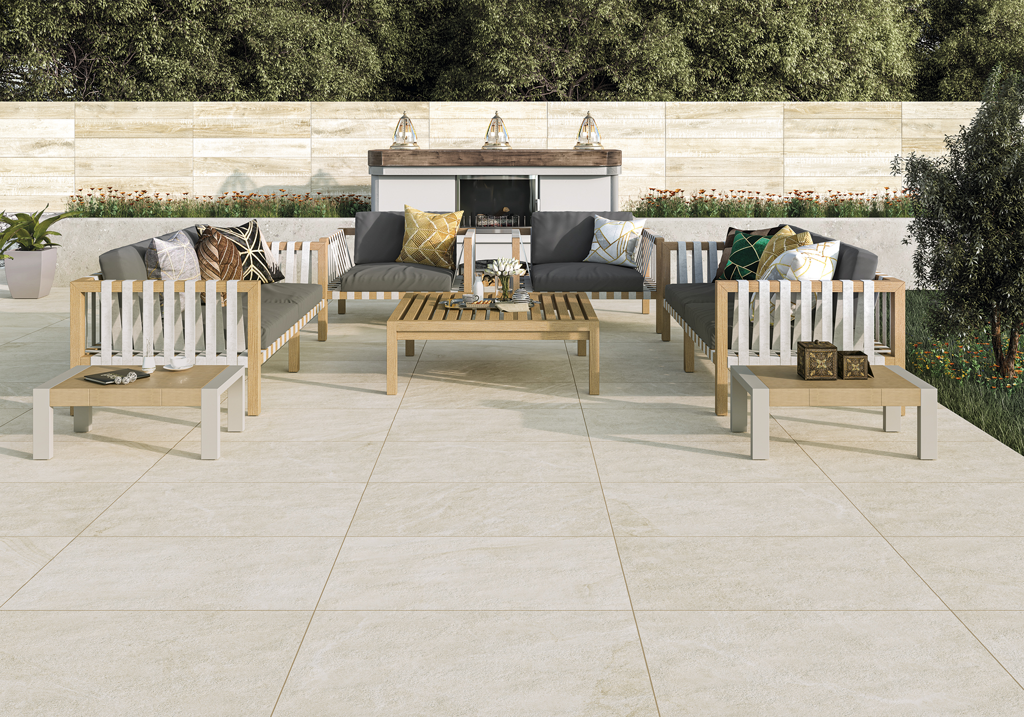 Rocersa Valley Feinsteinzeug Terrassenfliese Beige 100x100x2cm